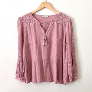 Lucky Brand Lace Peasant Blouse